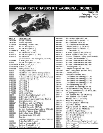 58294 F201 CHASSIS KIT w/ORIGINAL BODIES - Tamiya