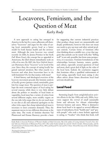 Locavores, Feminism, and the Question of Meat - Food Ethics