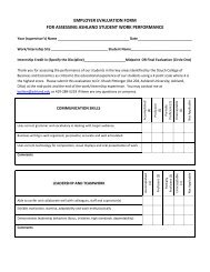 2010 Employer Evaluation Form for Internship and Work Experience