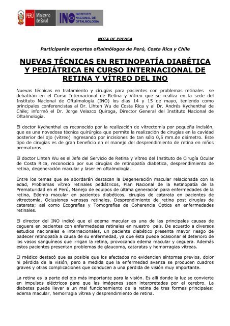 NP 010 - CURSO INT. RETINA - Instituto Nacional de OftalmologÃ­a