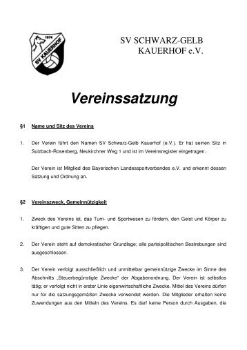 Vereinsatzung - SV Schwarz-Gelb Kauerhof