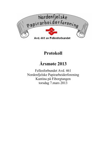 ÃrsmÃ¸teprotokoll 2013 - Fellesforbundet