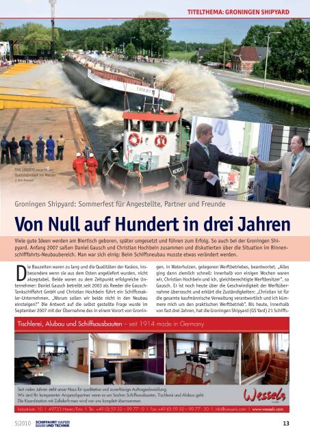 Von Null auf Hundert in drei Jahren - Gausch Tankschifffahrt GmbH