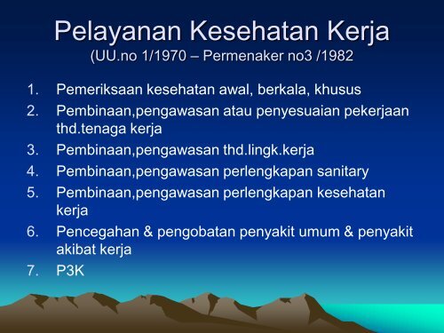 PELAYANAN KESEHATAN TENAGA KERJA