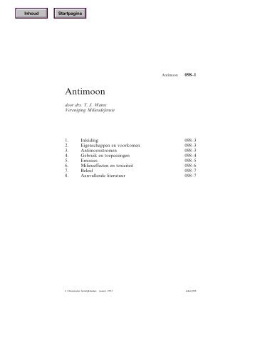 Antimoon - Chemische Feitelijkheden