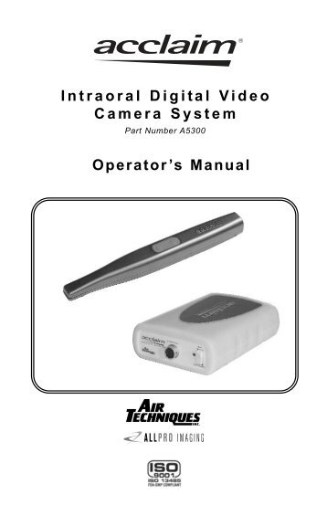 Acclaim Intraoral Camera No Gameport - Operators Manual