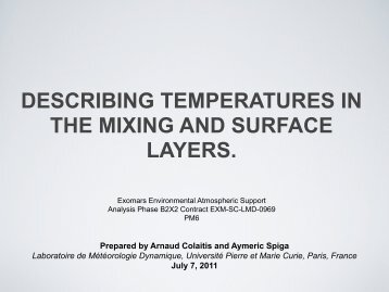 describing temperatures in the mixing and surface layers.