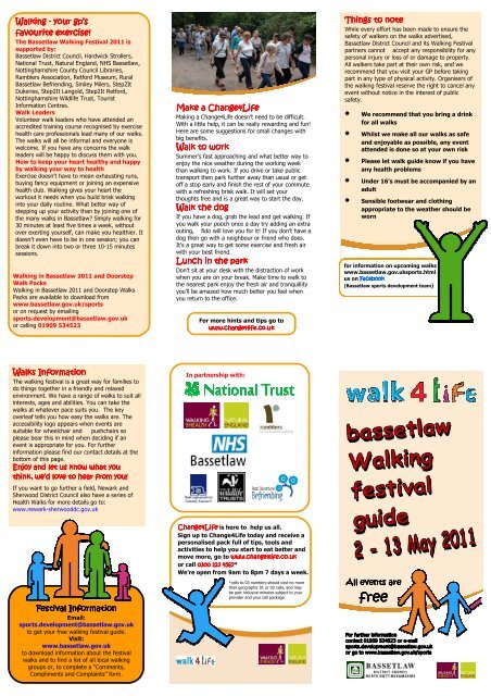 Walking Festival 2011 - Bassetlaw District Council