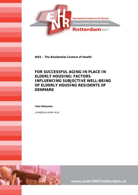 for successful aging in place in elderly housing - ENHR 2007 ...