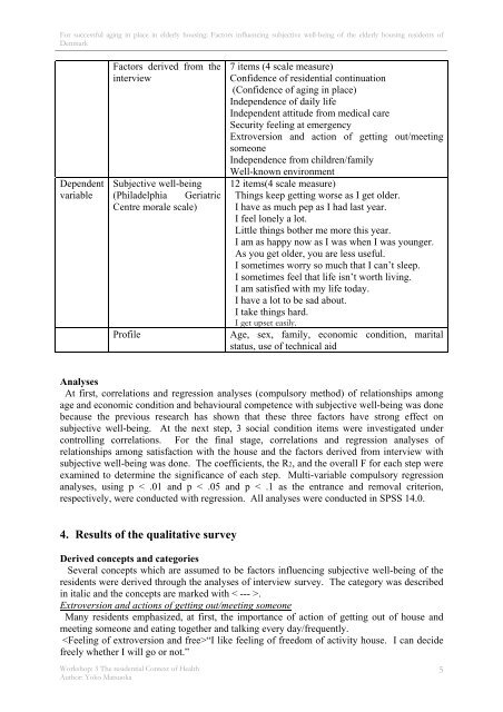 for successful aging in place in elderly housing - ENHR 2007 ...