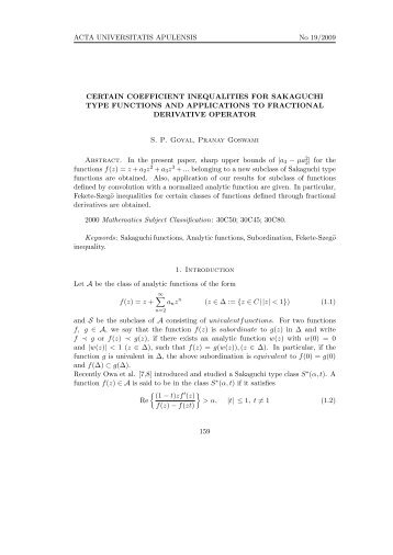 Certain coefficient inequalities for sakaguchi type functions ... - EMIS