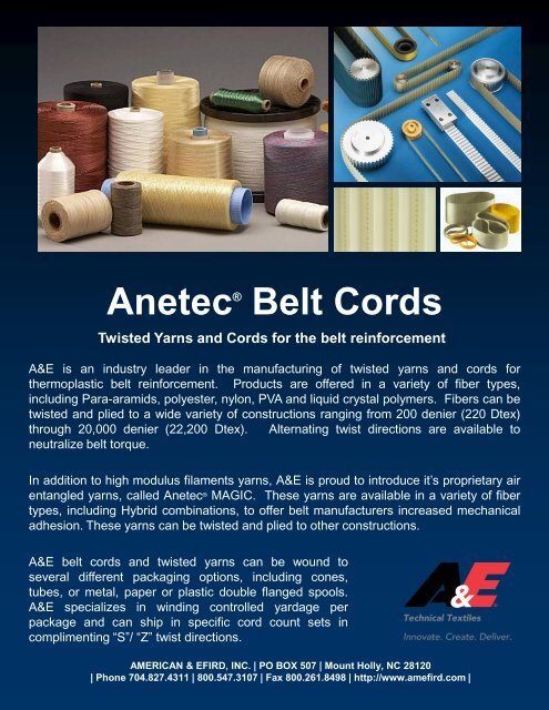 Download Belt Cord Flyer (pdf) - American & Efird, Inc