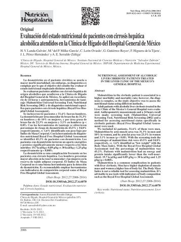 nutritional assessment of alcoholic liver cirrhotic patients treated in ...