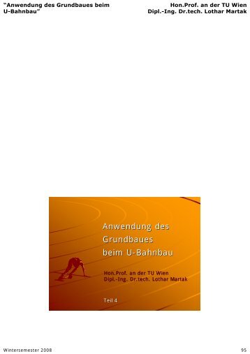 Anwendung des Grundbaues beim U-Bahnbau
