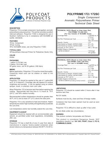 Polyprime 172 / 172SC - Polycoat Products