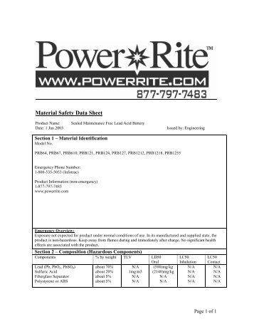 Power*Rite Lead Acid Batteries - Chief Supply