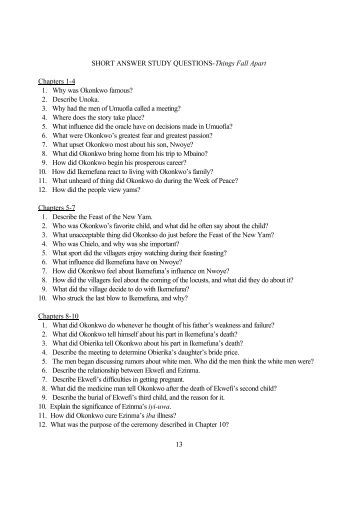 Things Fall Apart - Essay Prompts - Year 12 Help