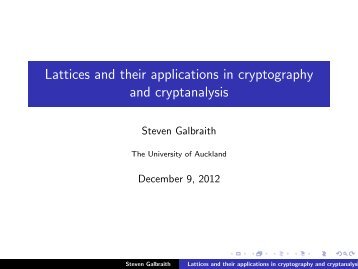 Lattices and their applications in cryptography and cryptanalysis