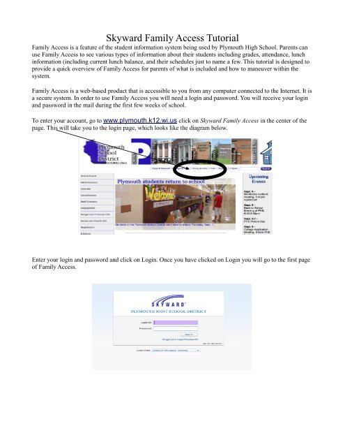 Skyward Family Access Tutorial Plymouth School District Skyward Family Access Tutorial Plymouth School District