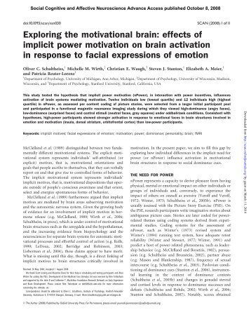 Exploring the motivational brain: effects of implicit power motivation ...