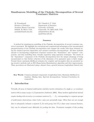 Simultaneous Modelling of the Cholesky Decomposition of Several ...