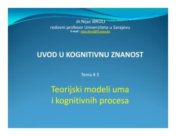 Teorijski modeli uma i kognitivnih procesa