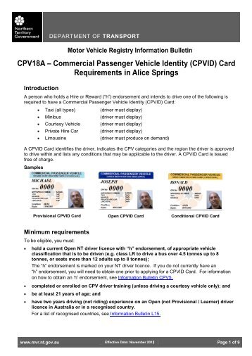 Commercial Passenger Vehicle Identity (CPVID) - Department of ...