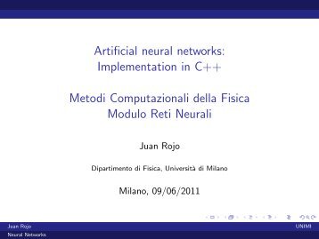 Lecture 8: Implementation of artificial neural networks in C++ - Infn