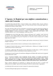 L'Agcom e le Regioni per una migliore comunicazione e ... - Corecom