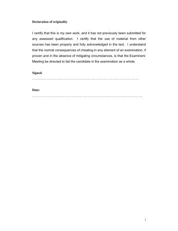 Dissertation declaration of originality