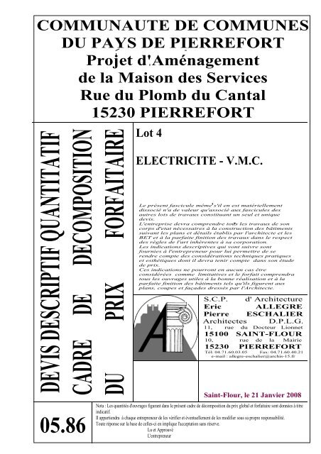 descriptif quantitatif lot 4 electricite - vmc - CommunautÃ© de ...