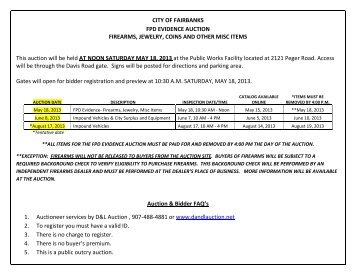 CITY OF FAIRBANKS FPD EVIDENCE AUCTION FIREARMS ...