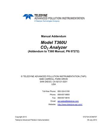 T360U CO 2 Analyzer - Teledyne API