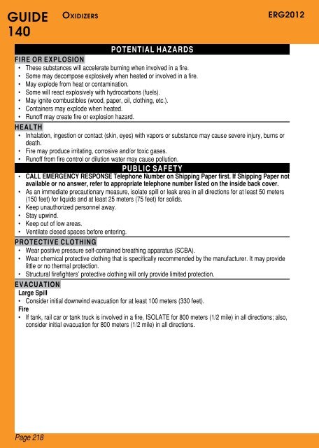 ERG 2012 - Guide 140 - CAMEO Chemicals