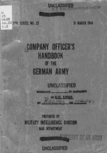 Company Officer's Handbook Of The German Army - Command and ...