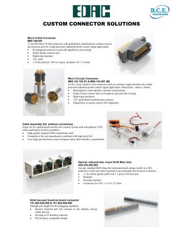 CUSTOM CONNECTOR SOLUTIONS - Edac Europe