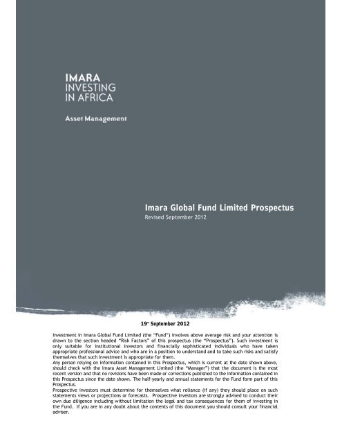 Imara Global Fund Limited Prospectus - The Stock Exchange of ...