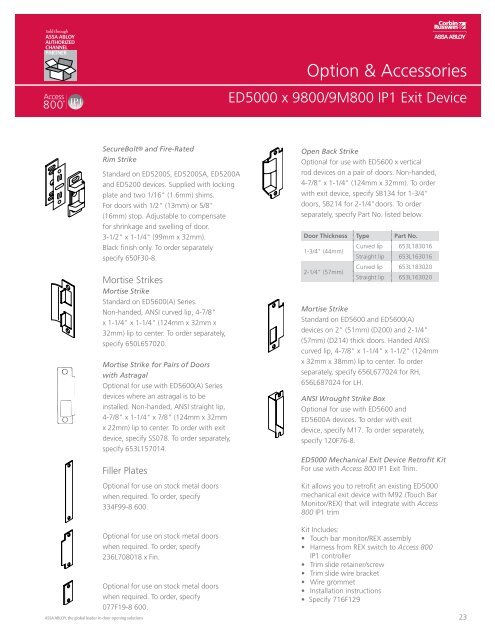 CORBIN RUSSWIN Access 800 IP1 PoE Catalog - Access Control ...