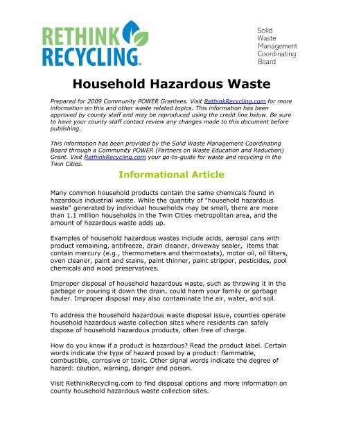 article on garbage disposal