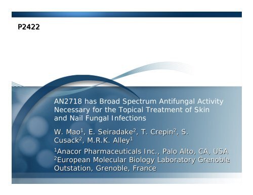 AN2718 has Broad Spectrum Antifungal Activity Necessary ... - Anacor