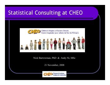 Statistical Consulting at CHEO