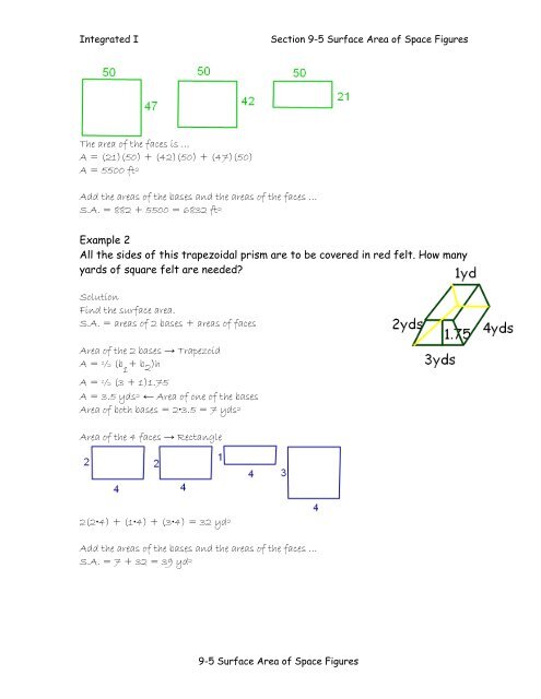 9-5 Surface Area of Space Figures