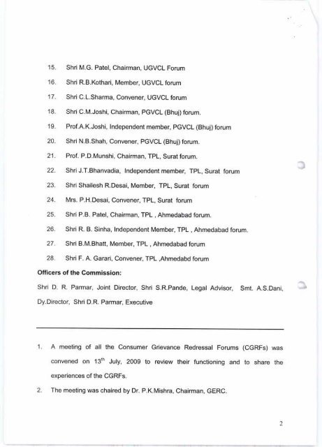 Minutes of the Meeting of Consumer Grievance Redressal ... - GERC