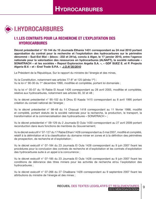 hydrocarbures - MinistÃ¨re de l'Ã©nergie et des mines