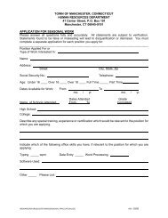 Job Application - Town of Manchester, Connecticut
