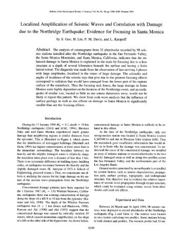 Localized Amplification of Seismic Waves and Correlation with ...