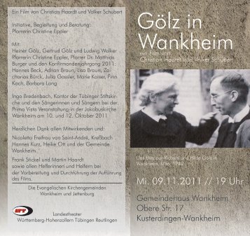 Flyer zum Film (PDF; 900 KB) - Evangelischer Kirchenbezirk Tübingen