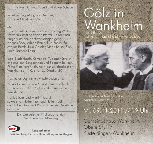 Flyer zum Film (PDF; 900 KB) - Evangelischer Kirchenbezirk Tübingen