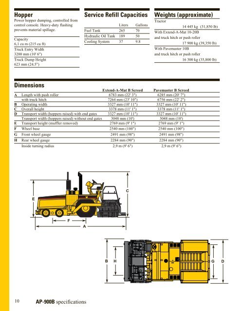 AP-900B Asphalt Paver Specalog - Kelly Tractor