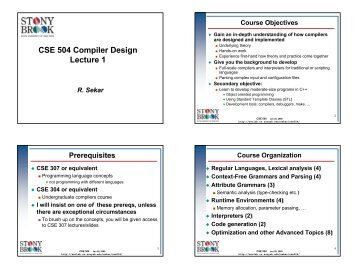 CSE 504 Compiler Design Lecture 1
